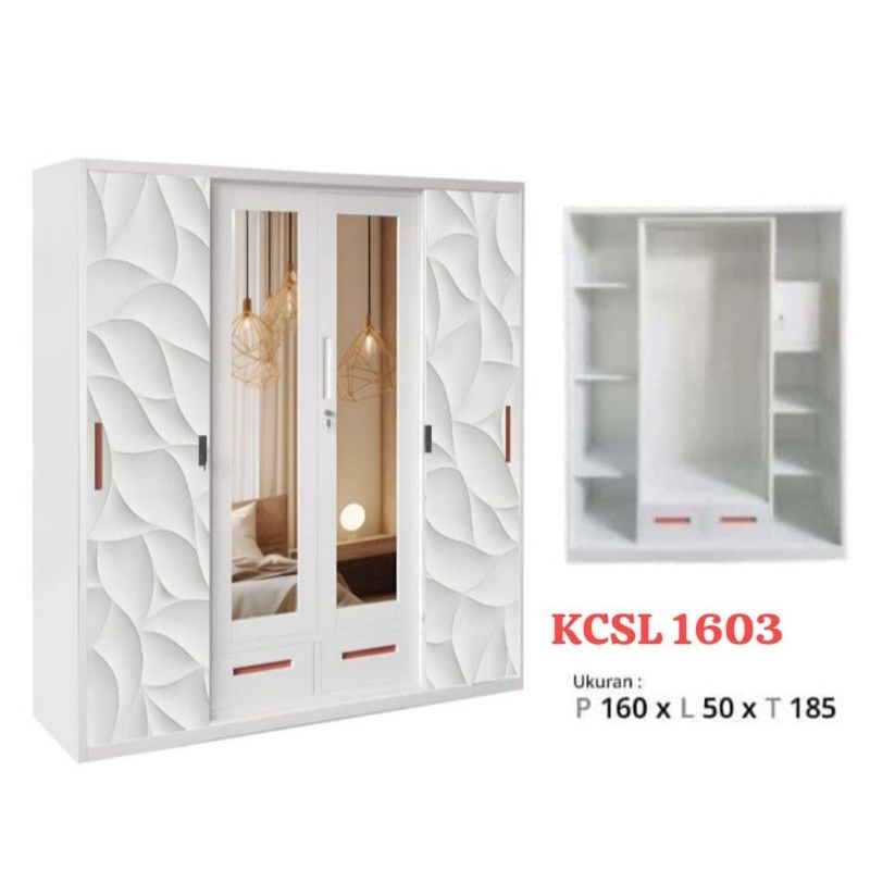 Lemari baju besi 4 pintu Lemari baju/ pakaian plat besi 4 pintu kaca jumbo Lemari baju murah Bandung