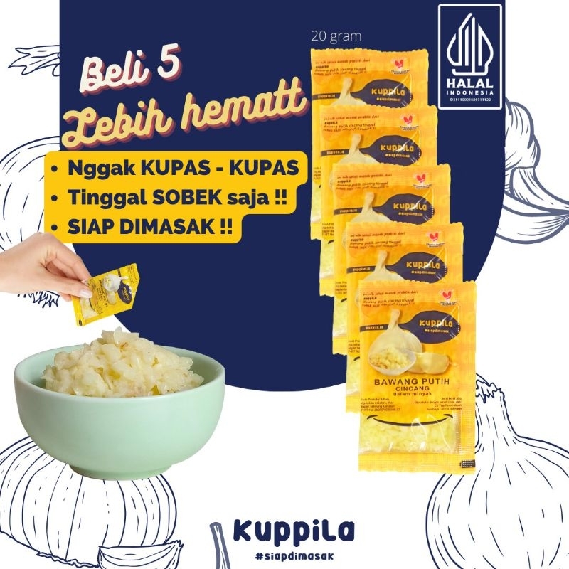 

bawang putih cincang siap pakai saset 20gr halal kuppila garlic chop