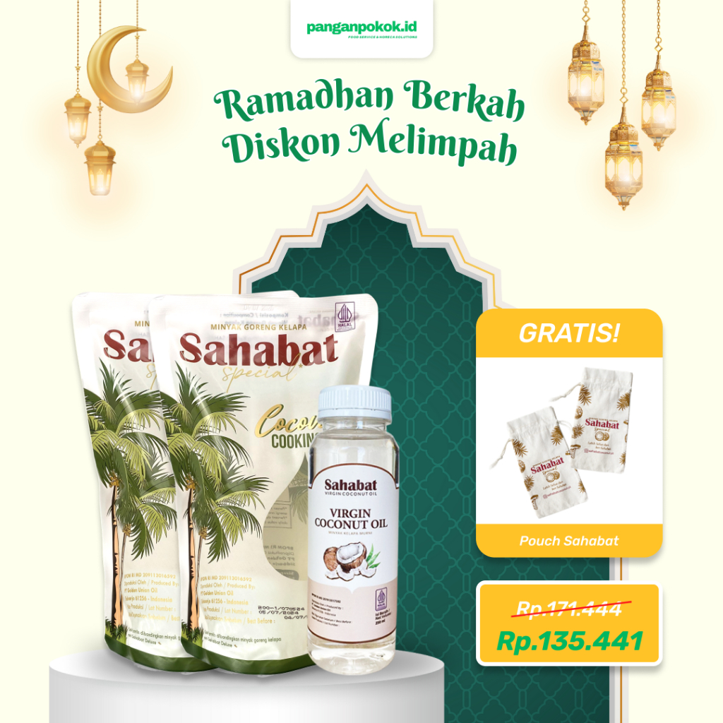 

[GRATIS POUCH] 2 Sahabat Special Minyak Goreng Kelapa 1L + 1 Sahabat 100% VCO 250ml