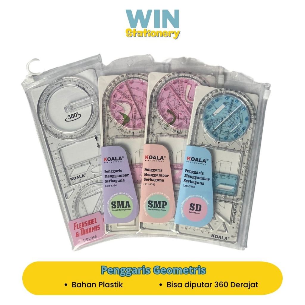 

Penggaris Sekolah SD SMP SMA Geometris 360 Derajat Menggambar Serbaguna