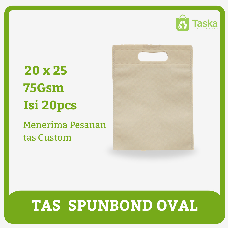 

Taska - Tas Spunbond Oval 20x25 Tas Warna Cream Gooodie Bag Spunbond Harga Kodian