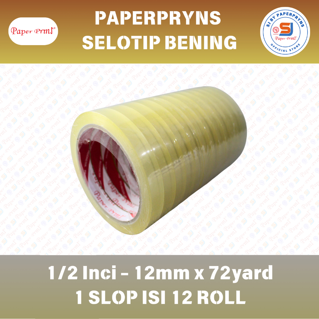 

PAPERPRYNS Selotip Bening 1/2 Inci (12mm x 72 yard) - 1 SLOP