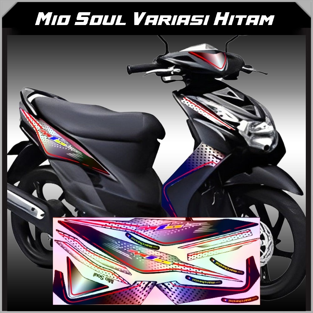STRIPING VARIASI MIO SOUL 2008 - 2010 VARIASI HITAM HOLOGRAM TERMURAH TERLARIS