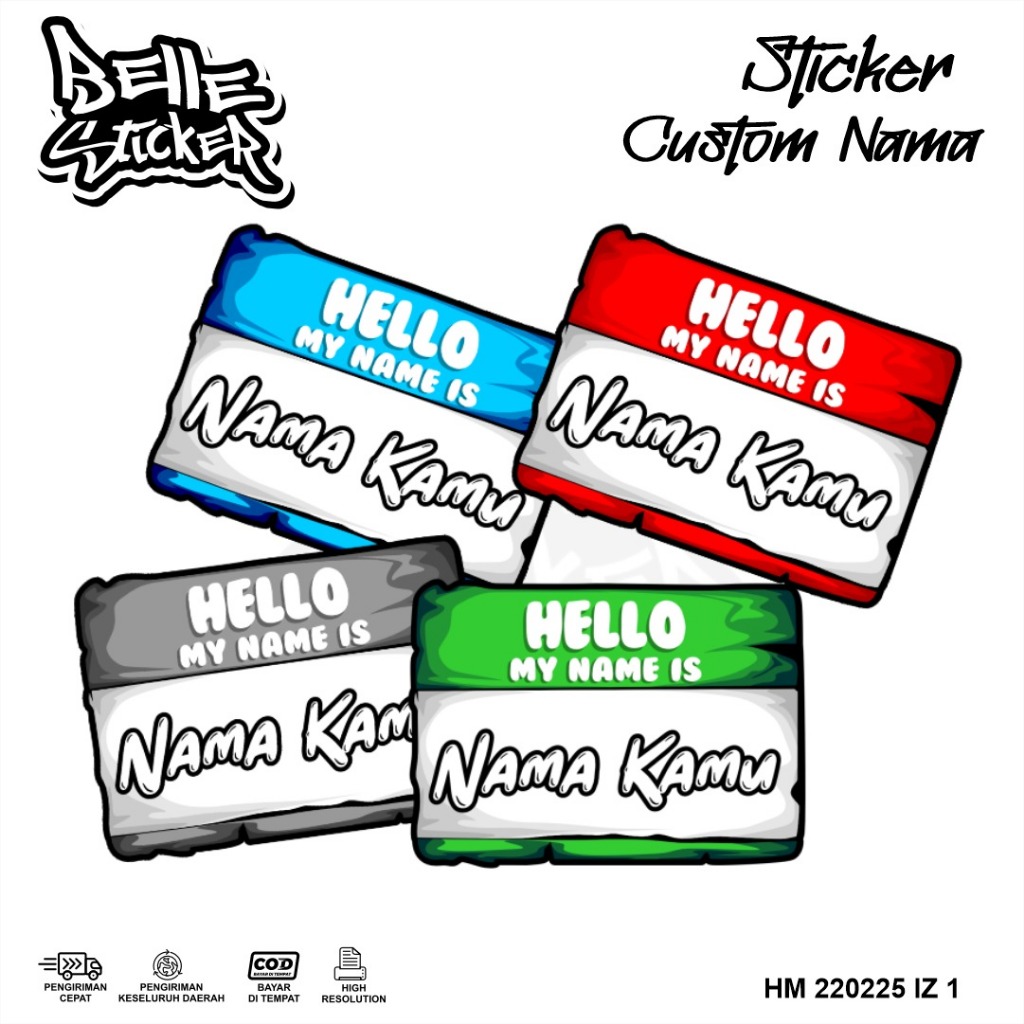 

Stiker Nama custom Waterproof stiker label nama anak anti air Label Nama Buku Stiker Koper