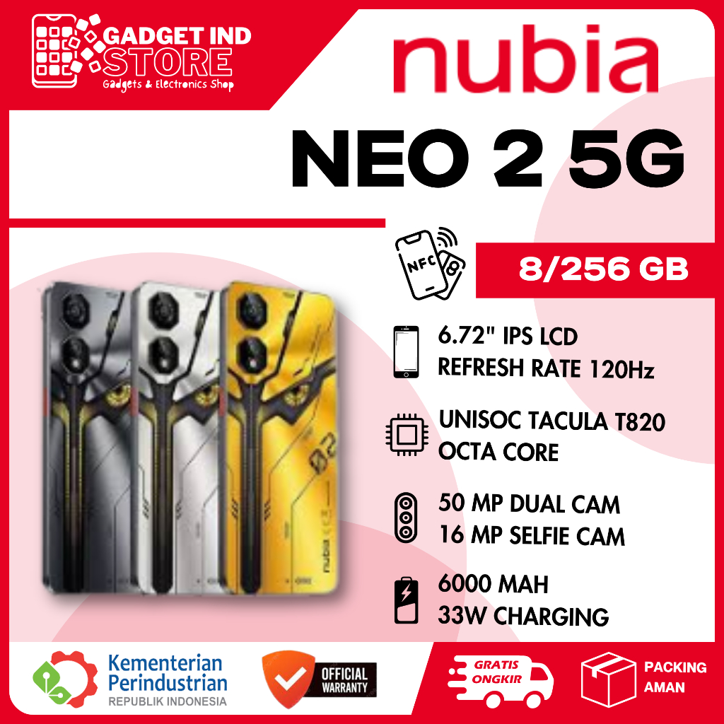 NUBIA NEO 2 5G NFC 8/256 GB GARANSI RESMI NUBIA NEO 2 5G SUPPORT NFC