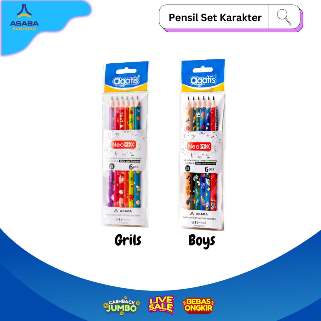 

Asaba Bandung - Agatis Pensil 2B - Pensil Karakter - Pensil Anak Lucu - Pensil Set
