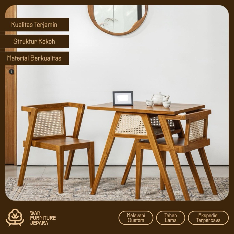 set meja makan rotan meja makan rotan 2 kursi meja makan rotan sintesis