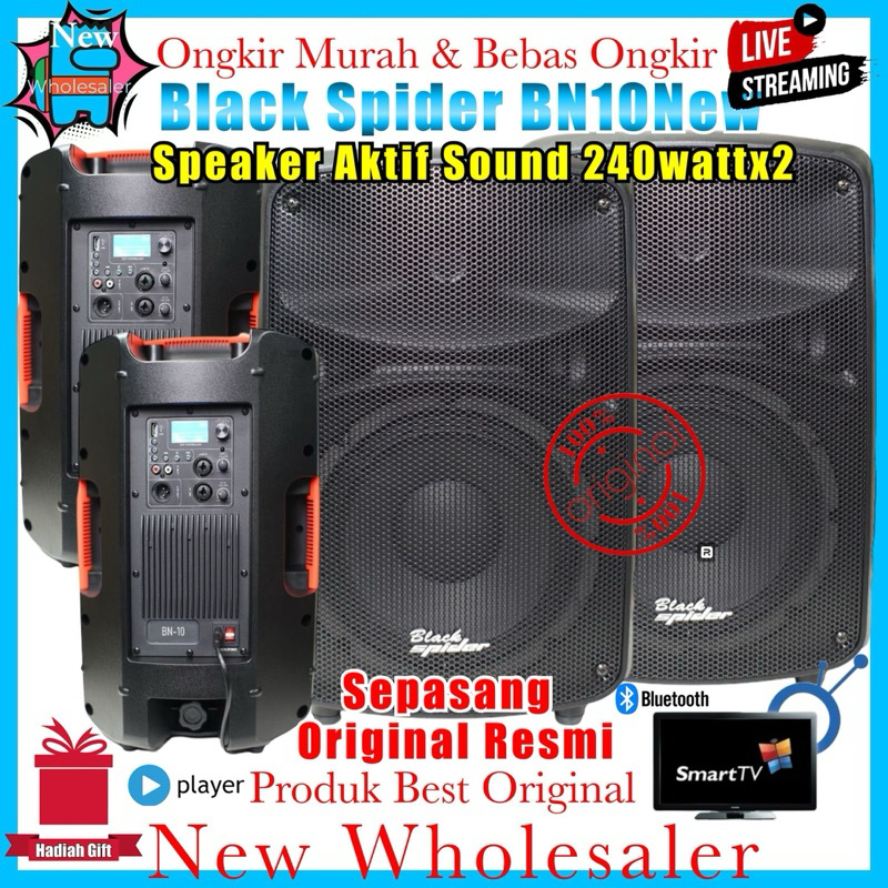 Speaker aktif monitor 10 inch Double power Black spider BN10New Original resmi