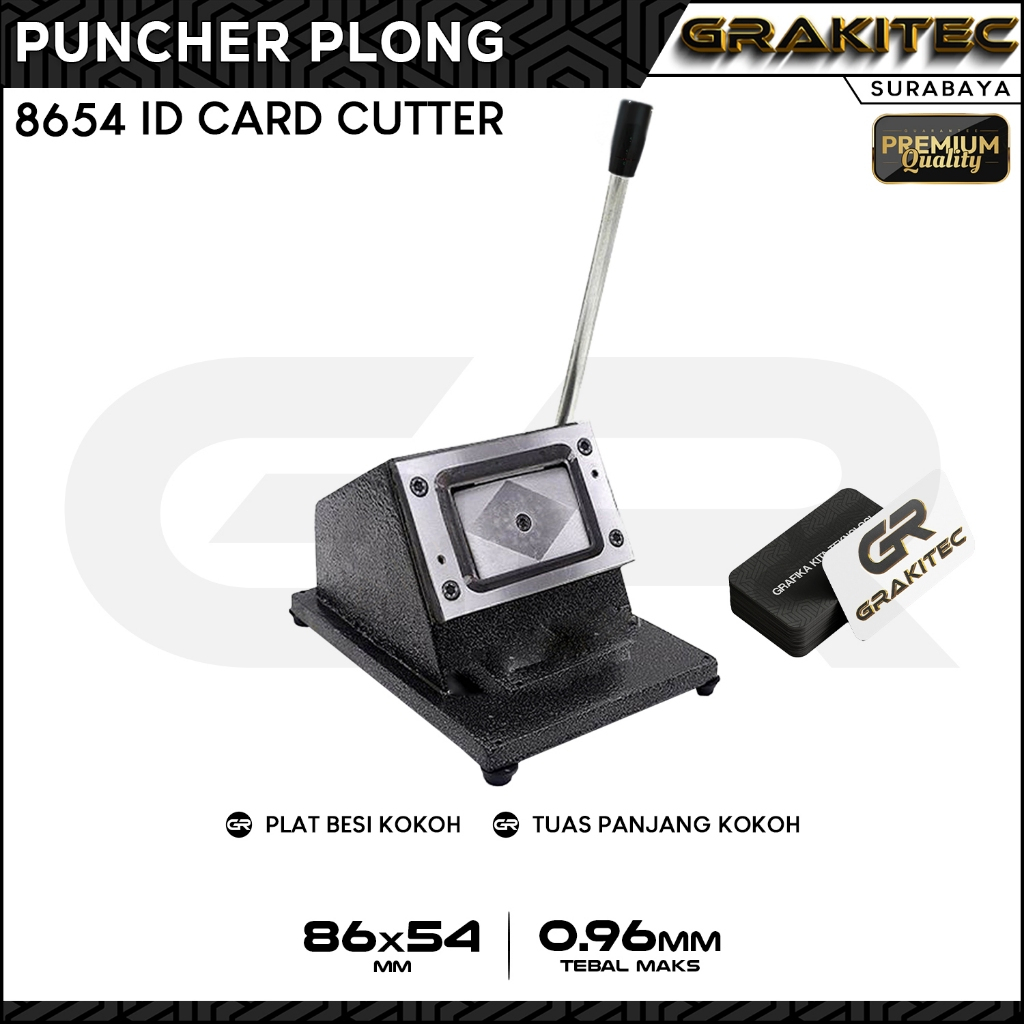 

Alat Potong ID Card / Plong ID Card / PVC Card Cutter GRAKITEC 8654 Cabang Surabaya