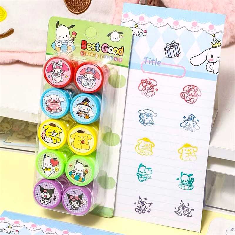 

V2_Mainan STEMPEL KUROMI,MELODY 1pcs / Stamp Karakter Sanrio / Stempel Anak Untuk Giat Belajar