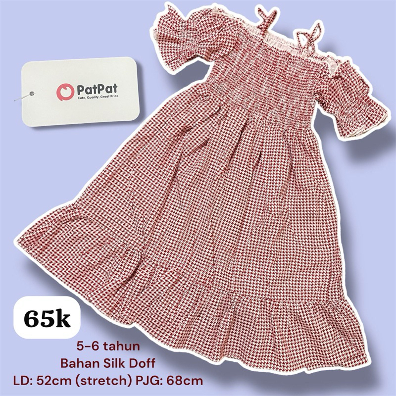 Dress Patpat baju bayi dan anak perempuan 5-6 tahun