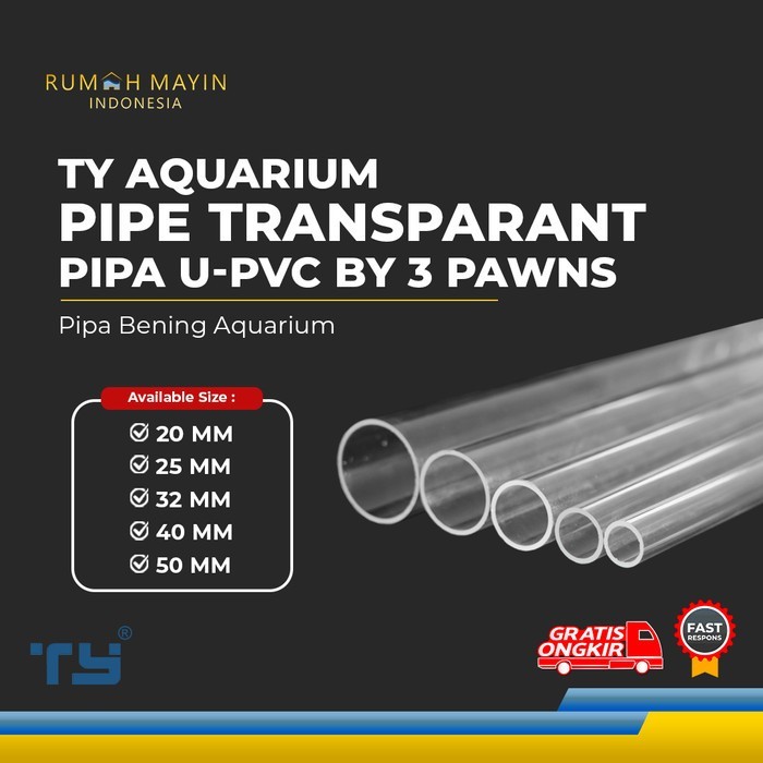 (KHUSUS INSTANT) TY Aquarium Pipe Transparent Pipa Pipe Acrylic by 3 Pawns - Pipa Bening Akrilik Aqu