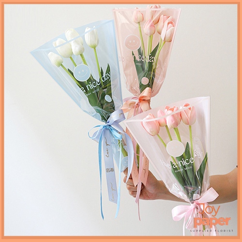 

50 Lembar Kertas Pembungkus Buket instan Bunga Mawar Cellophane pertangkai Single Rose SF28