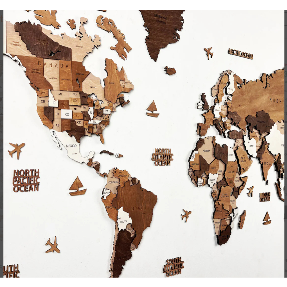 Peta Dunia Kayu 3D, Hadiah Ulang Pasangan, Peta Kayu Dekorasi Dinding , Hadiah Wisatawan Dunia