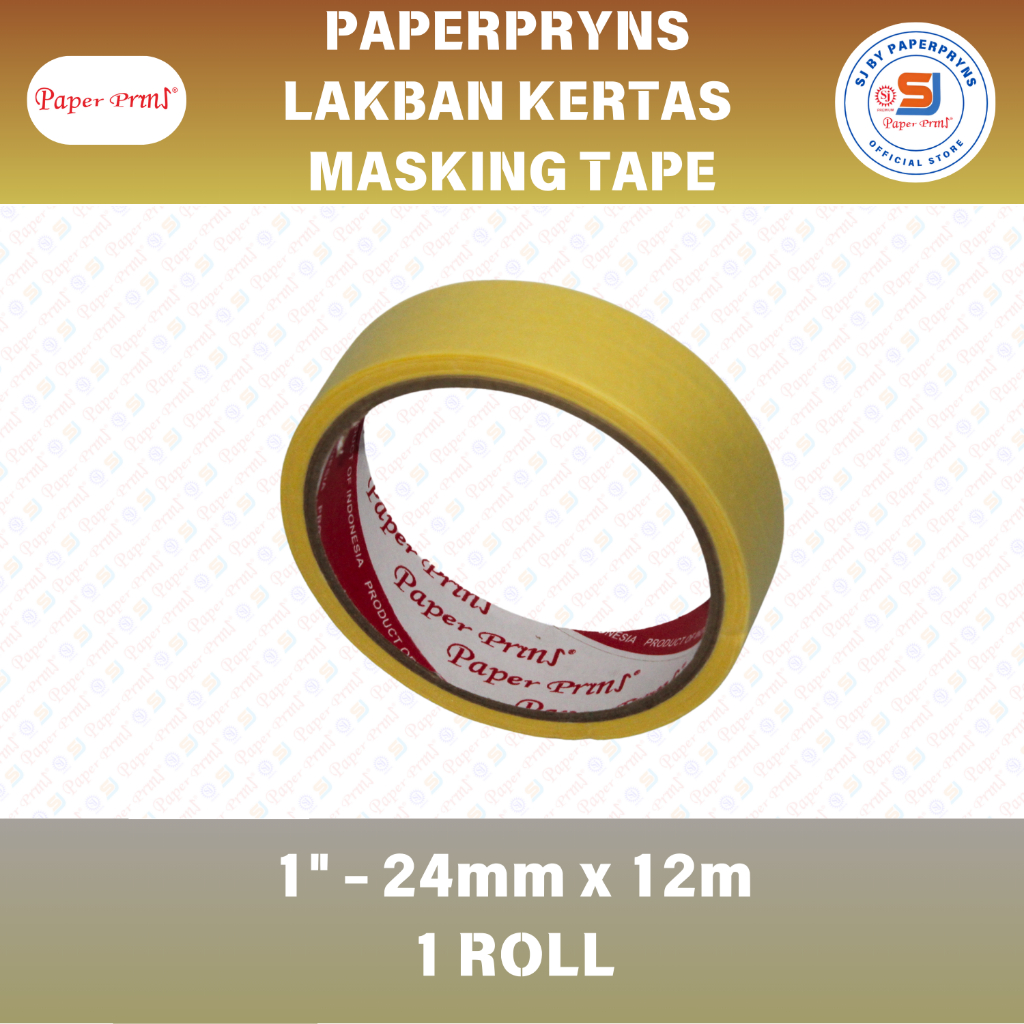 

PAPERPRYNS Lakban Kertas Masking Tape 1 Inci (24mm x 12m / 20m) - 1 ROLL