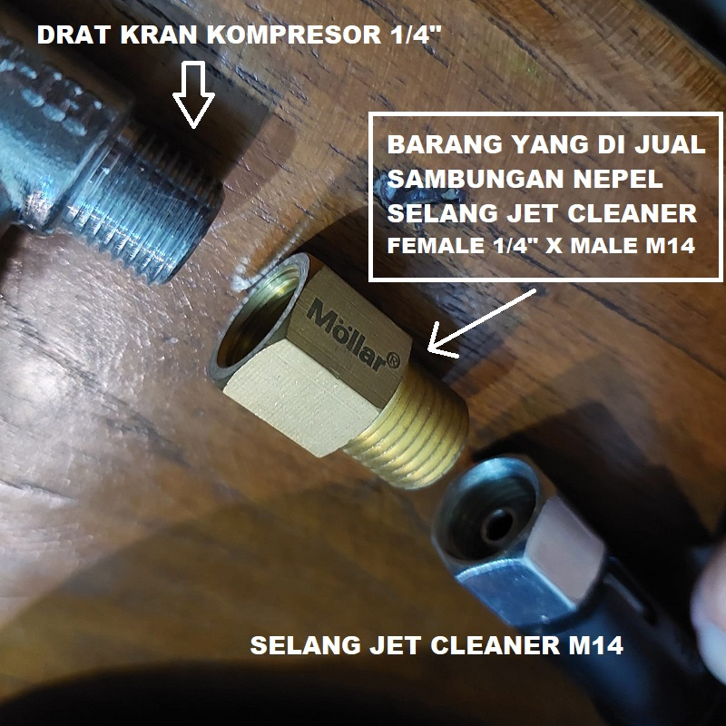 MOLLAR M14 X 1/4" NEPEL SAMBUNG SELANG JET CLEANER UNTUK KRAN CUCI AC