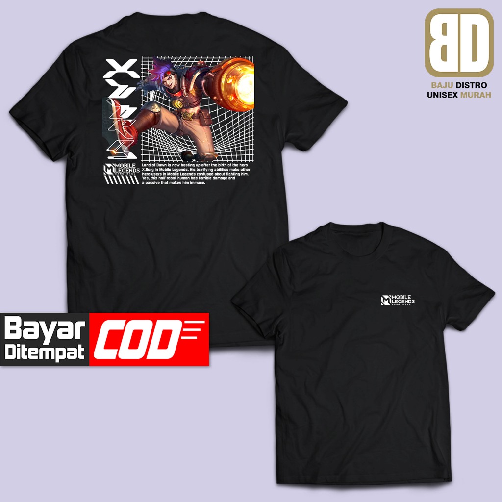 Kaos MOBILE LEGEND X-BORG HERO MLBB DB Distro Pria/Wanita Dewasa Baju Atasan Unisex Premium Murah
