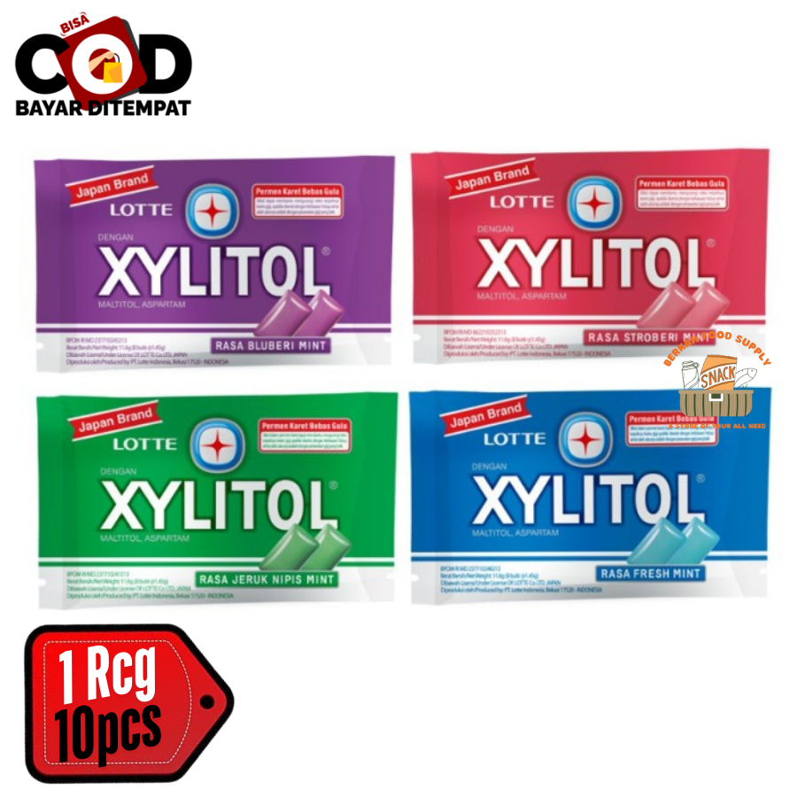 

[ BERKAH ] Lotte Xylitol Renceng Isi 10 x 8,7gr Permen Karet Bebas Gula Jeruk Nipis Mint Fresh Mint Blueberry Mint Permen Sugar Free Snack Cemilan Anak Halal