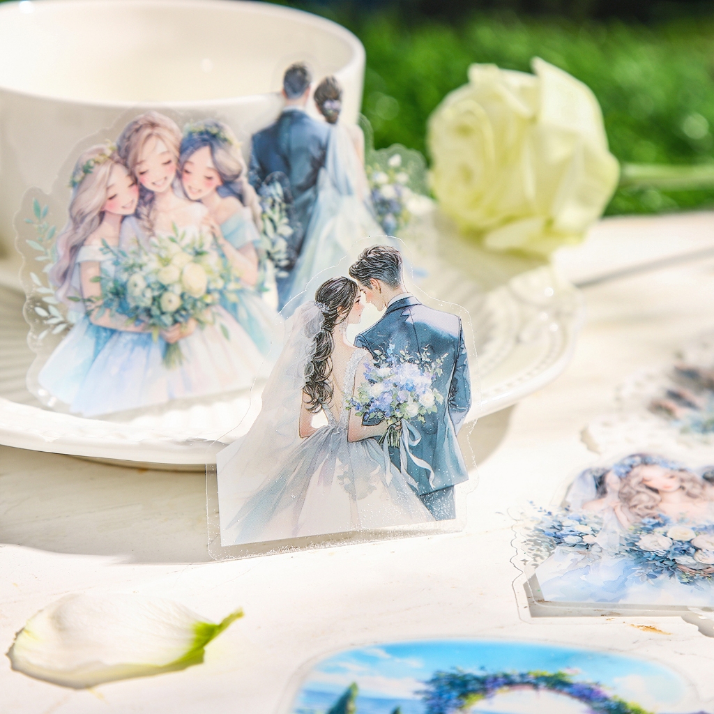 

(12D3) 15pcs Stiker PET Seri Pawai Pernikahan Dekorasi Buku Pegangan Retro Sederhana Stiker Perekat Diy Journal Scrapbook