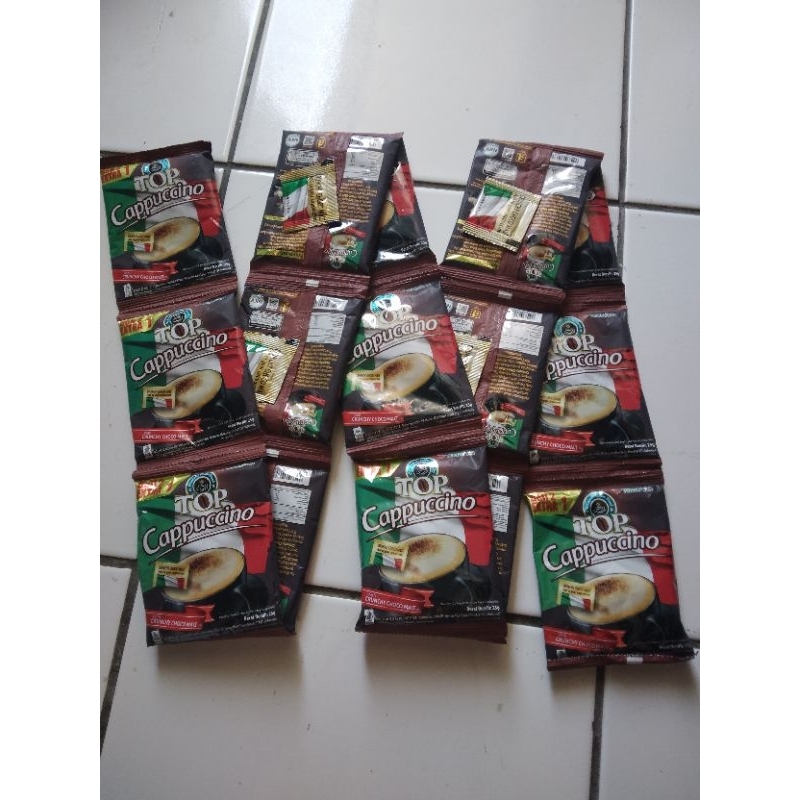 

Kopi Top Cappucino Kemasan 1 Renceng isi 15 Sachet