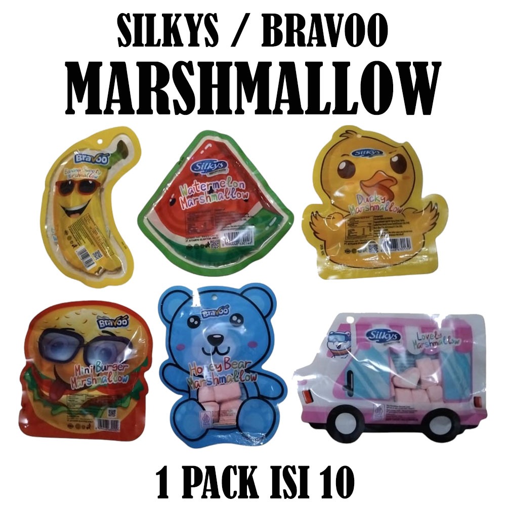 

SILKYS / BRAVOO MARSHMALLOW KARAKTER DUCKY / BANANA / WATERMELON / MINI BURGER ISI 10