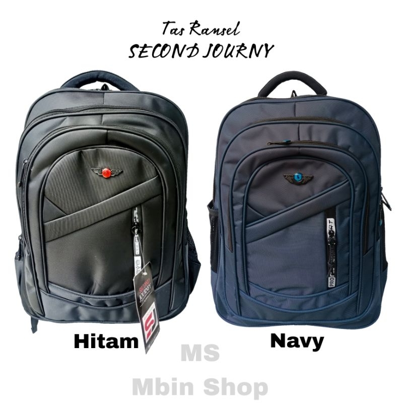 Tas Ransel Pria Wanita Tas Laptop Backpack SECOND JOURNEY  Tas Punggung Hitam Navy