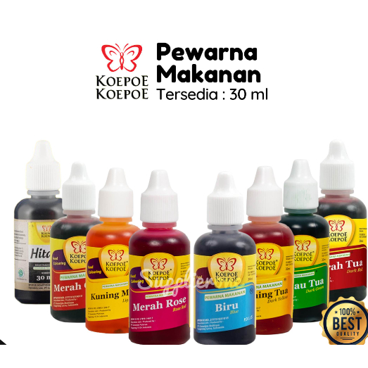 Pewarna Makanan Koepoe Koepoe 30cc Kuning/Hijau/Biru/Merah/Cokelat - Kuning Tua