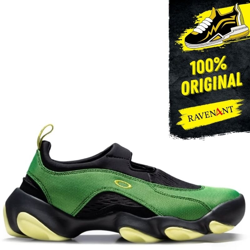 OAKLEY FACTORY TEAM Textile Flesh Sandal Green Lemon ORIGINAL - Sepatu Sandal Pria