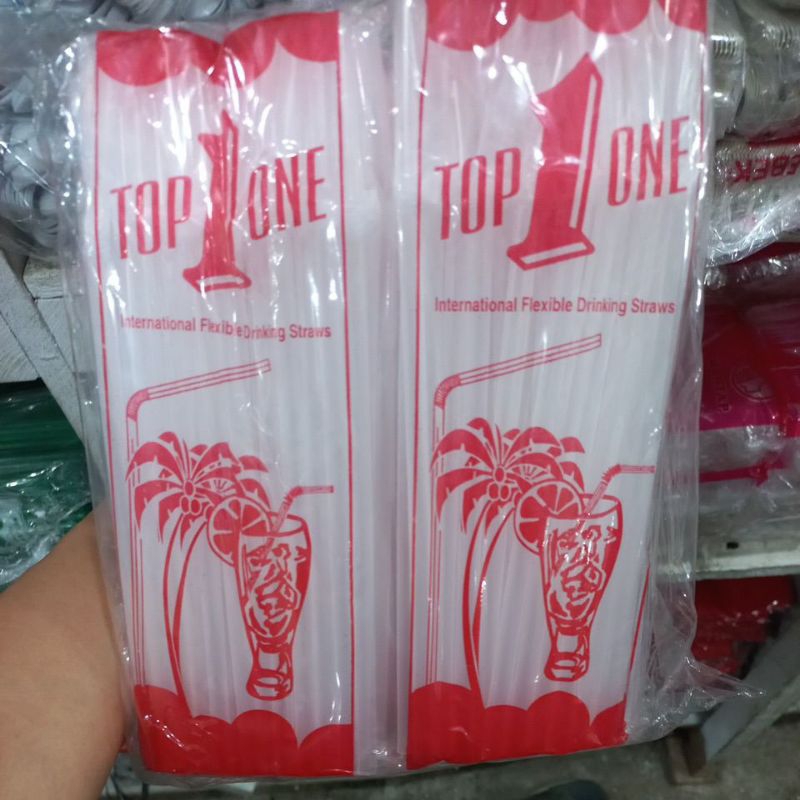 SEDOTAN PLASTIK Flexibel bengkok bening transparan merk TOP ONE panjang 23cm