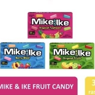 

Mike and Ike chewy candy permen fruits ORIGINAL / TROPICAL TYPHOON / BERRY BLAST 120gr