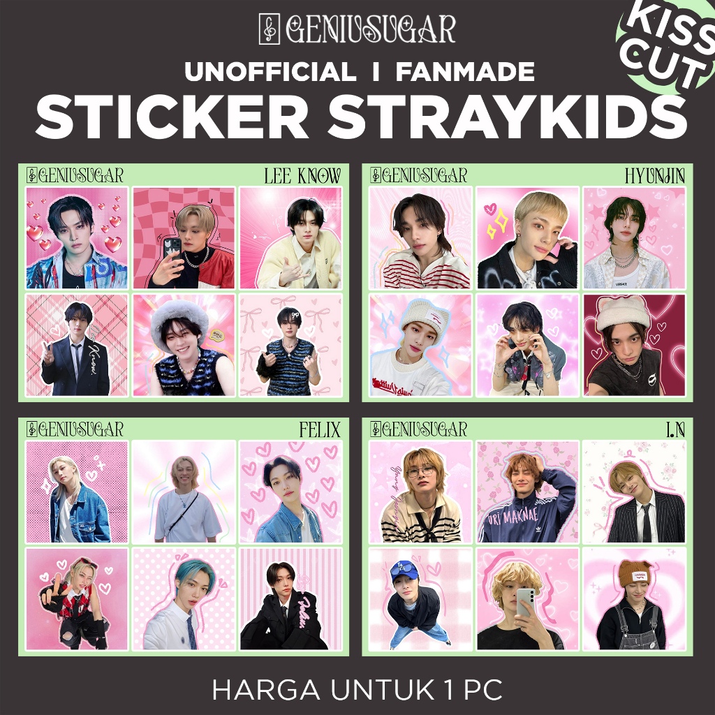 

[PERSEGI STRAYKIDS SKZ] STICKER KISS CUT SELKOR DECO KPOP