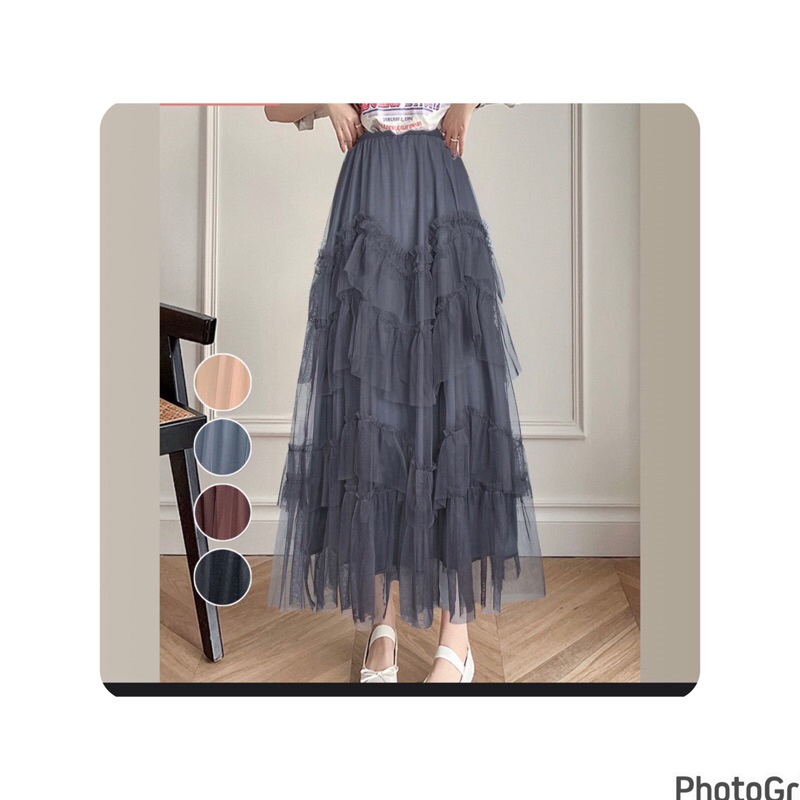 ROK TILE *BLACK,GREY,CHOCOLATE & CREME* Panjang jeans pinggang Cargo