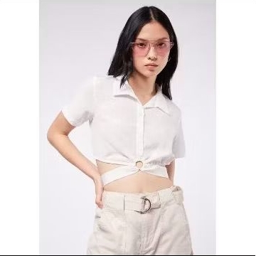 Colorbox Fitted Blouse With Ring Details Off White