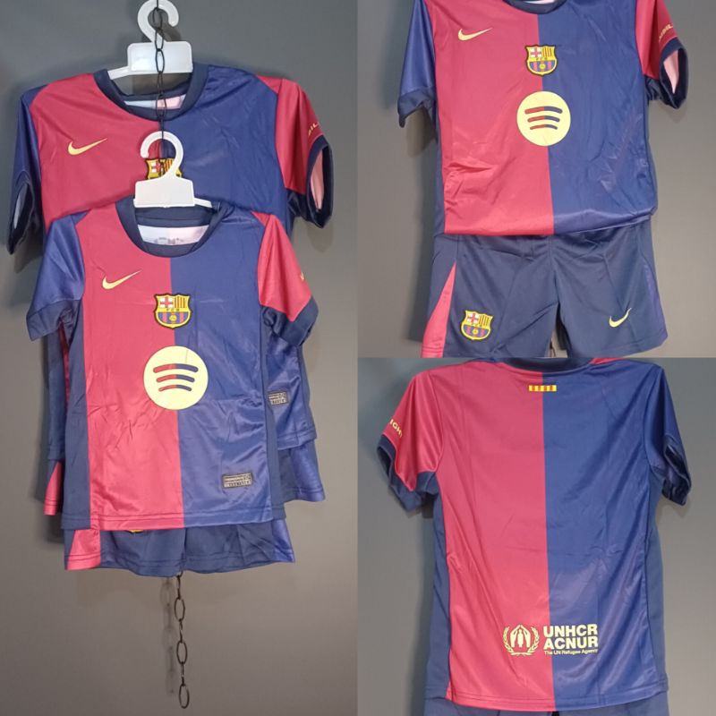 NEW JERSEY BRCLONA HOME Kids Baju Bola & Futsal Anak New 2024 2025 Grade Ori Anak Umur 3-12 Tahun