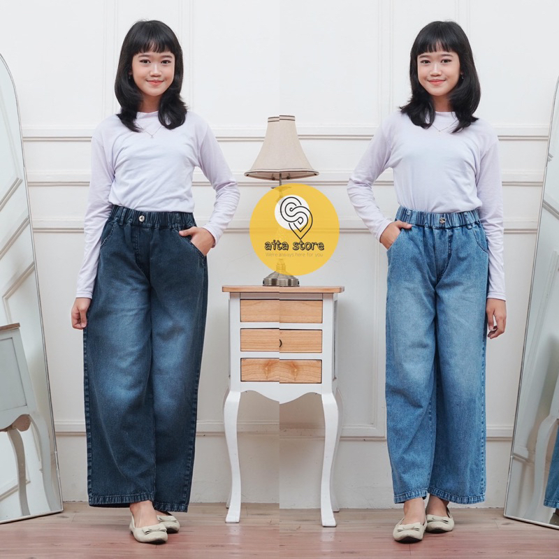 Celana Kulot Jeans Anak Tanggung Wanita Usia 7-14 Tahun
