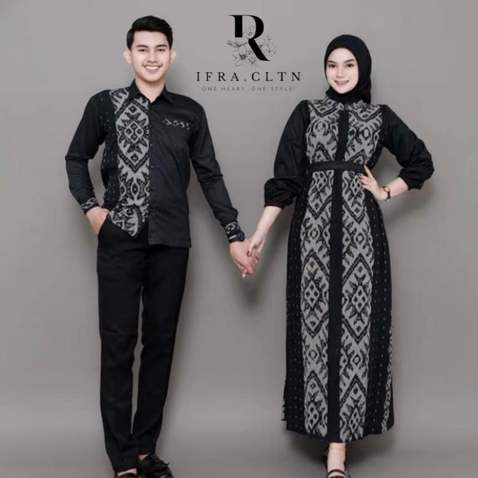 IFRA.CLTN | BELVIA BLACK SET COUPLE TENUN ETNIK BAJU ELEGAN MEWAH FORMAL CASUAL Wanita Pasangan Sari