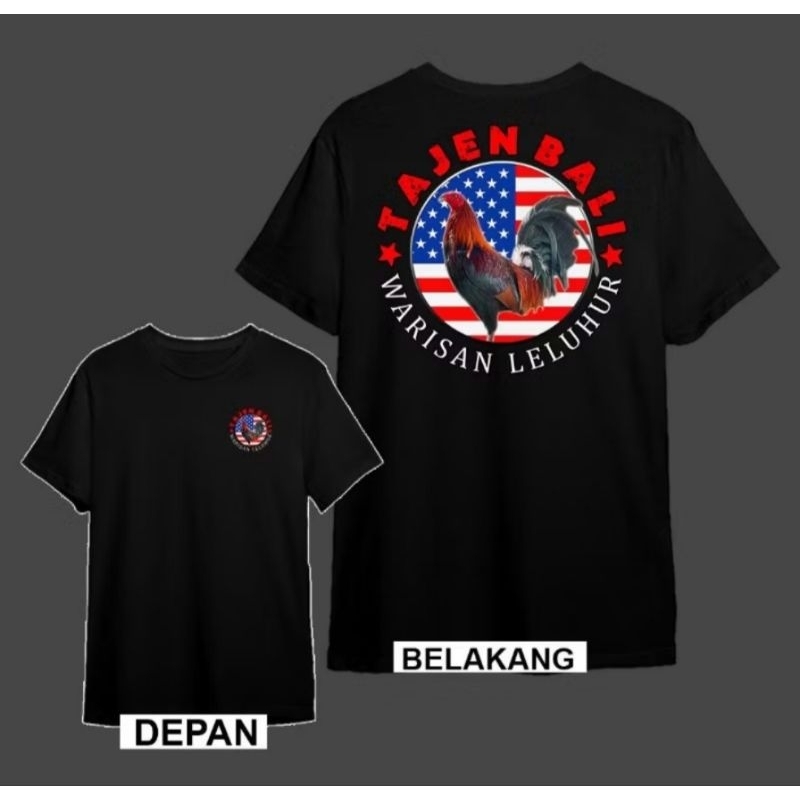 Kaos Ayam Tajen Bali Warisan Leluhur DTF Bulat