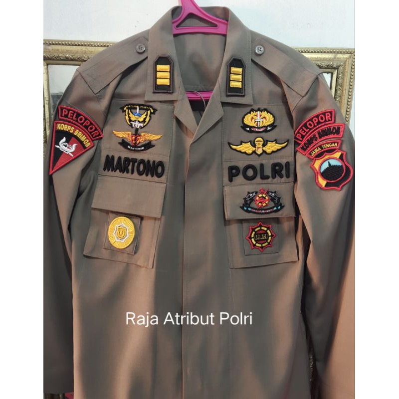 BAJU SERAGAM TACTICAL BRIMOB POLRI COKLAT FULL ATRIBUT KAIN SUPERFEEL
