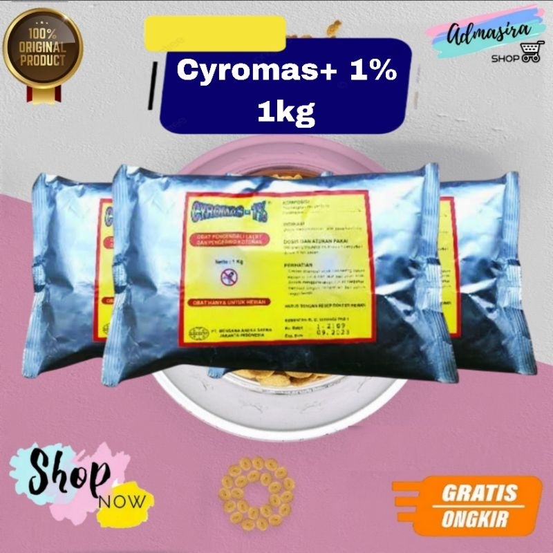 CYROMAS 1% PLUS 1KG Obat Pengendali Larva Lalat Anti Lalat dan Pengering penghilang Bau Kotoran Pete