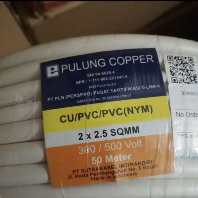 Kawat Tunggal Engkel NYM 2x1.5 & NYM 2x2.5 eceran