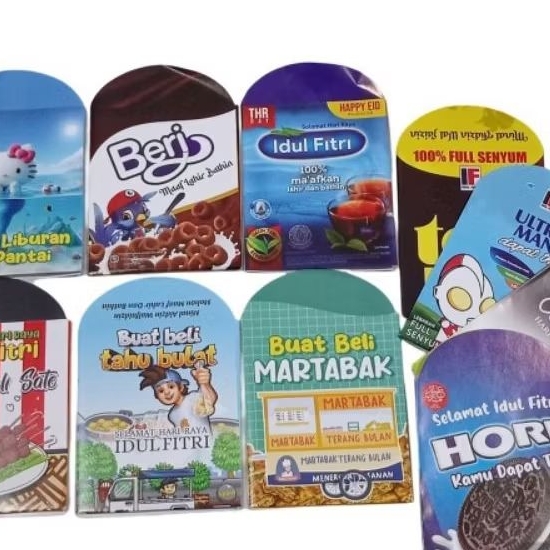 

10 pack (100 pcs) Amplop Lebaran Motif Snack Amplop Lebaran Hari Raya Motif