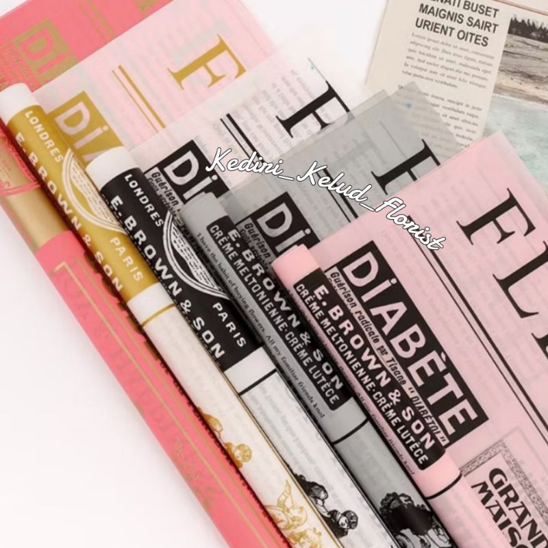 

Kertas Buket Motif Koran Free Packing Flower Wrapping Kertas Buket Bunga ECER Cellophane Magazine Waterproof