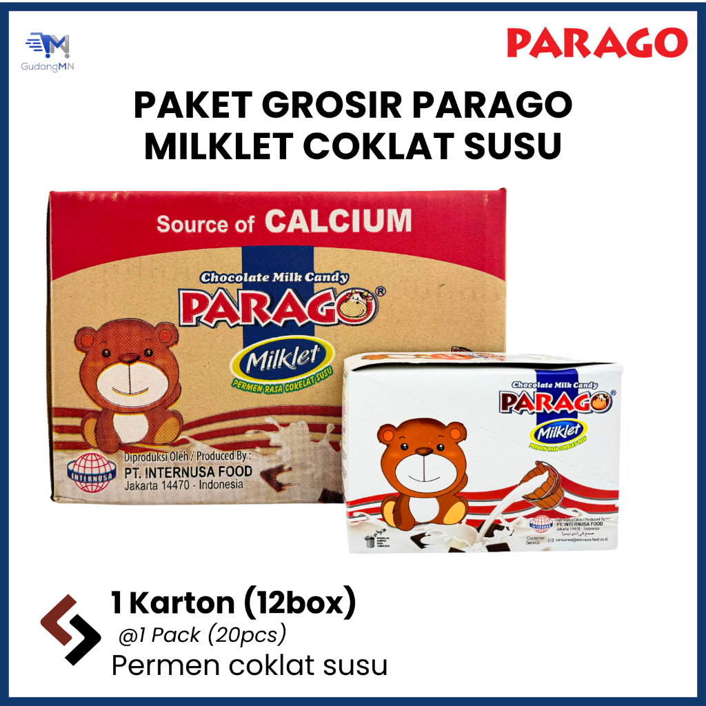 

[PAKET GROSIR 1 KARTON] PARAGO MILKLET | PERMEN RASA SUSU COKLAT