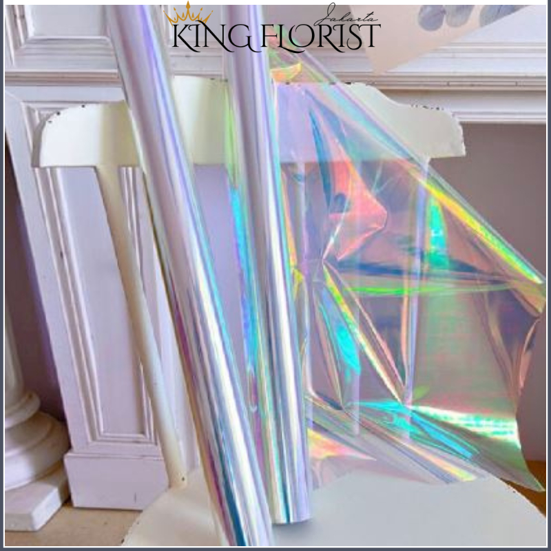 

HOLOGRAM ROLL Plastik OPP holographic rainbow transparent pelangi kertas bunga wrapping paper 6045