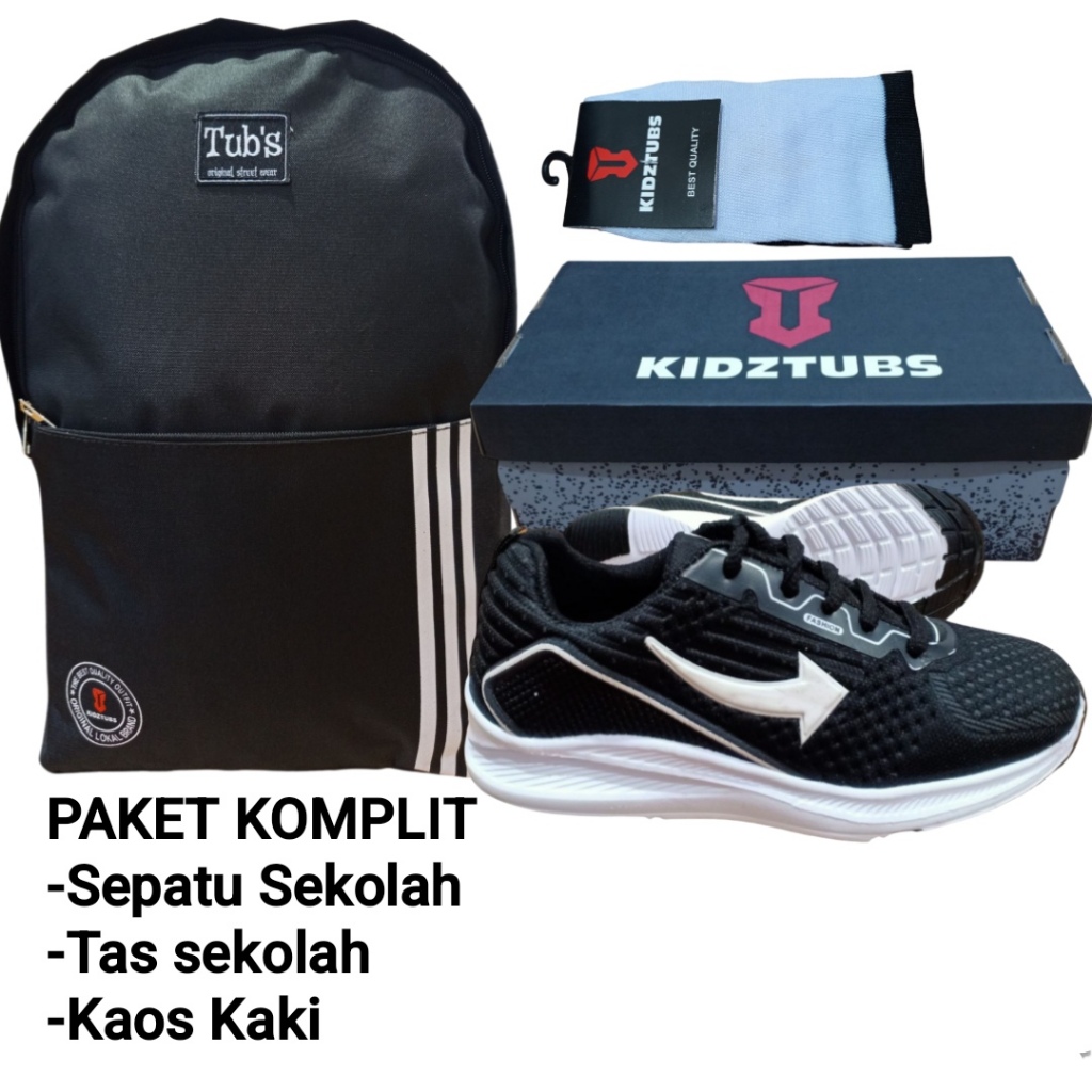KIDZTUBS Sepatu Sekolah Anak Paket Komplit Sepatu Sekolah + Tas Sekolah + Kaos Kaki TUBS0930022525