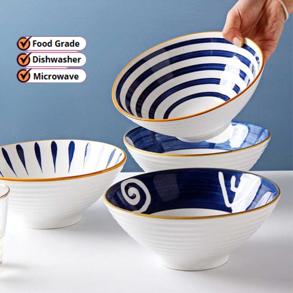 GK Mangkok Ramen/Mangkok Keramik Jepang/Mangkong Ramen Keramik 8inc/20cm Gaya Klasik Gaya Yamada Kap