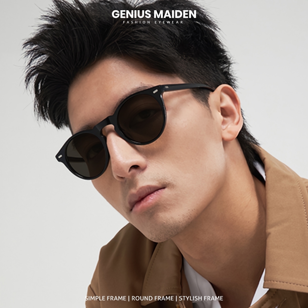 Genius Maiden Eyewear Kacamata Hitam Sunglasses Polarized Anti UV40 Round Unisex Fashion Style Bahan