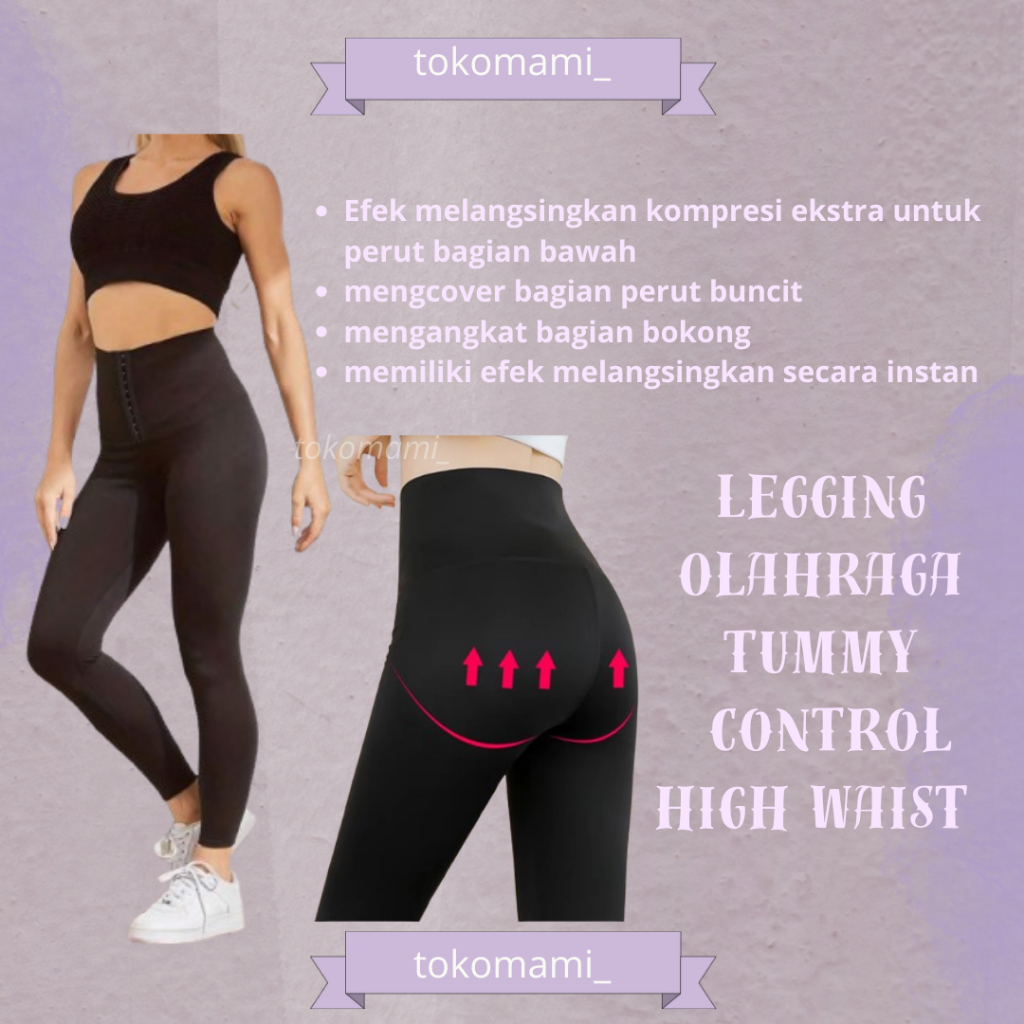SOLANIA Korset Celana Pelangsing Pengecil Perut Buncit Legging Senam Shangpinwuhen Kancing Leging La