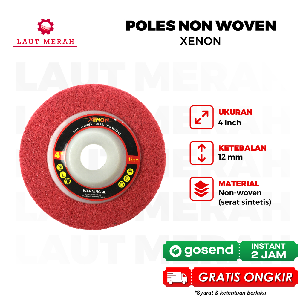 NON WOVEN Polishing Wheel XENON 4 in Merah - Wheel Polish 4in - Mata Gerinda Poles Grinda NonWoven