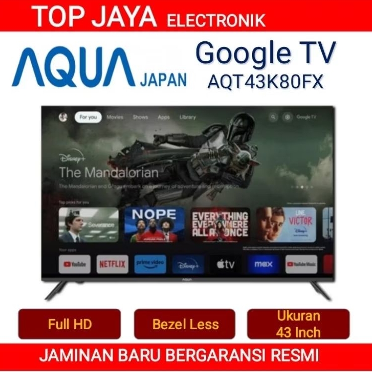 LED TV AQUA 43 INCH SMART TV ANDROID TV GOOGLE TV BERGARANSI RESMI